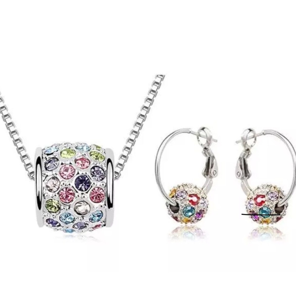 New Multi Colored Sterling Silver Necklace Set